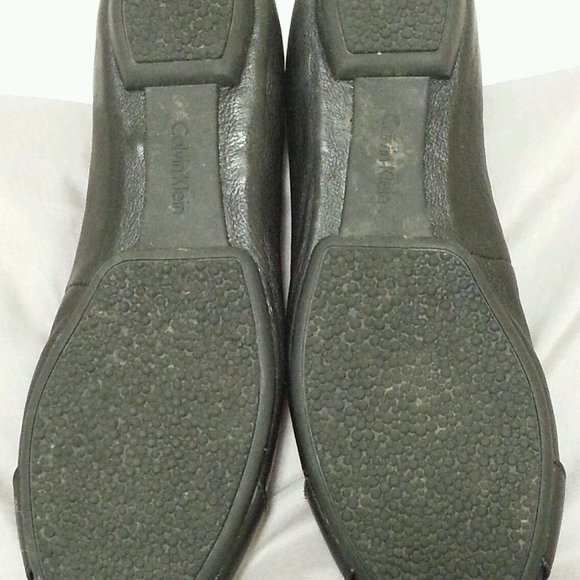 CALVIN KLEIN DARK BROWN LEATHER BALLERINA FLATS - Picture 4 of 6